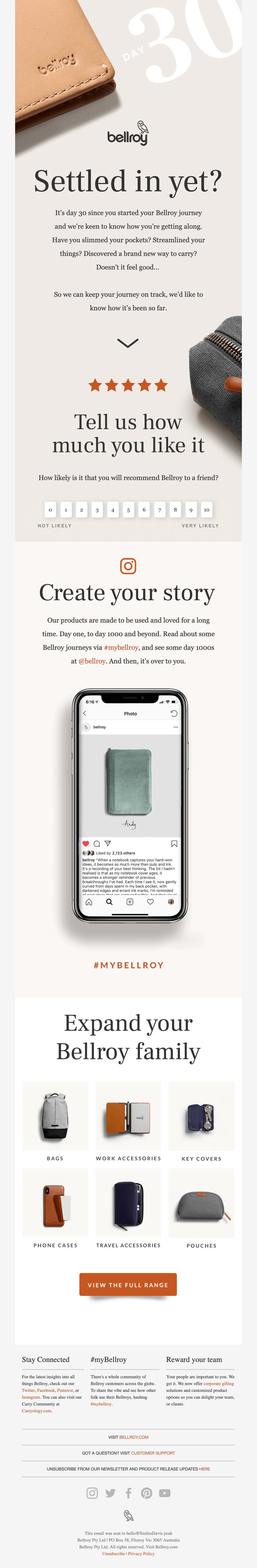 bellroy UGC ecommerce example