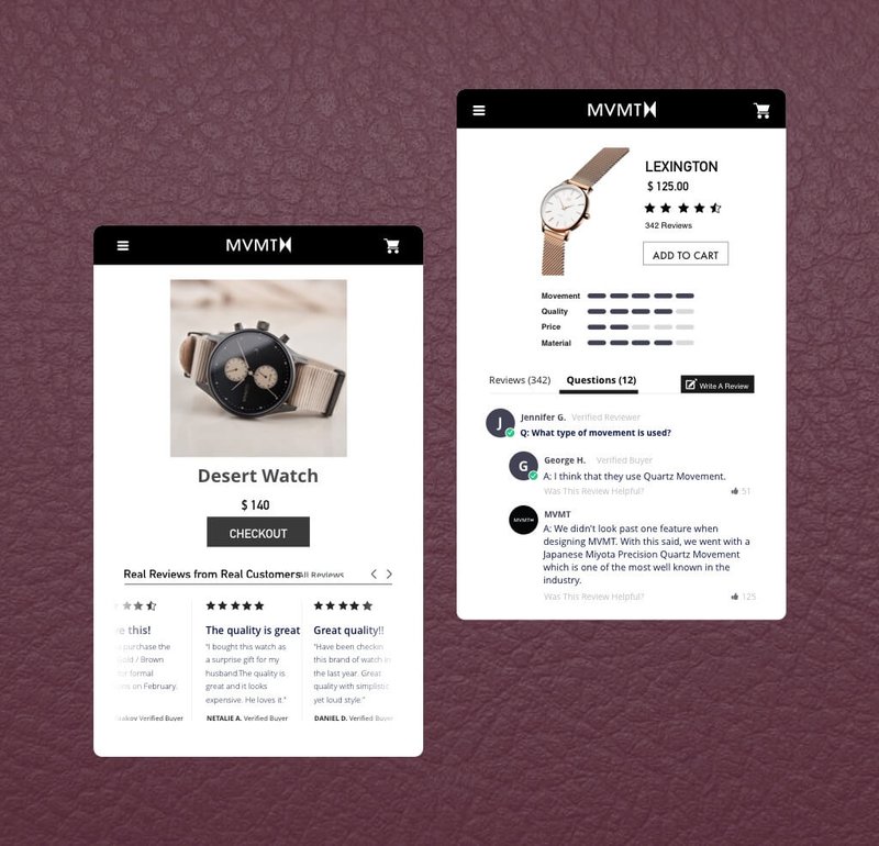 mvmt review widget example Yotpo