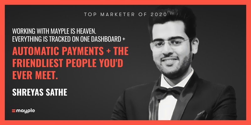 shreyas sathe mayple top marketer 2020