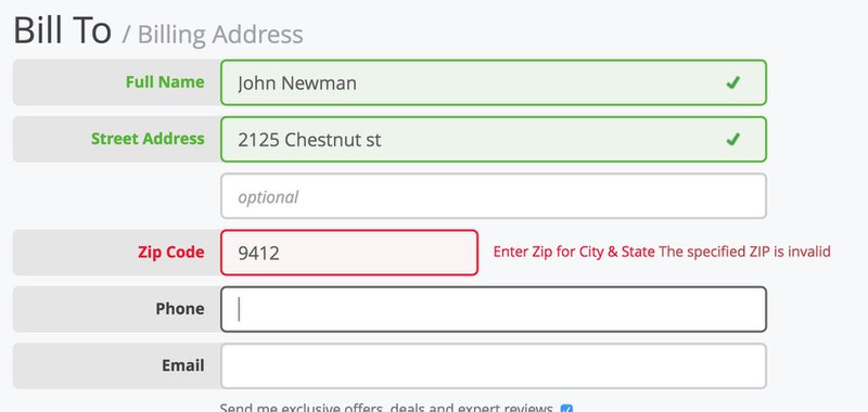 psychological validation green field check marks in ecommerce checkout page