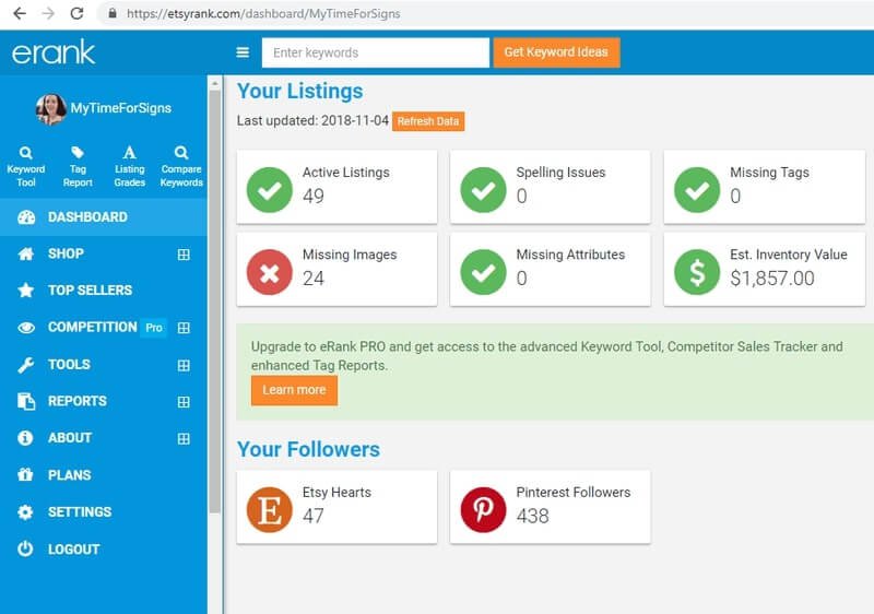 erank-dashboard-from-etsy-seller-ecommerce