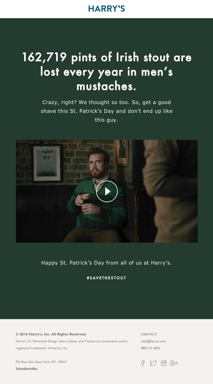 harrys-st-patricks-email-campaign