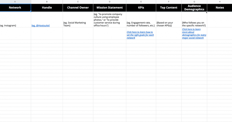 social media plan template audit