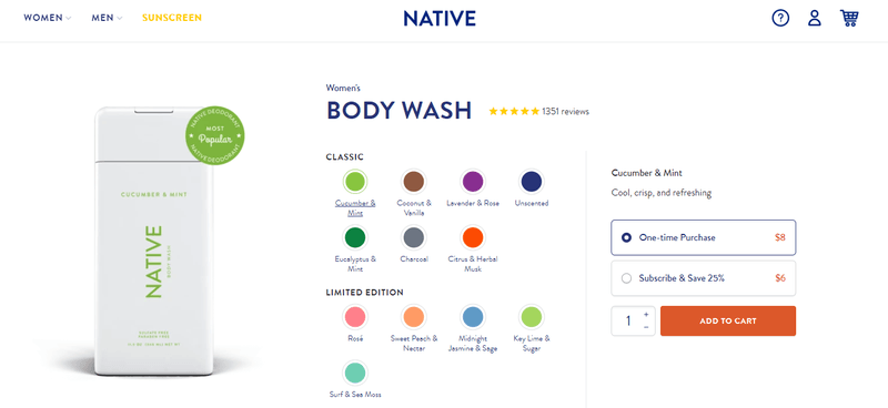 native brand subscription product 