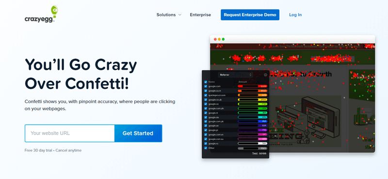 Crazy Egg Confetti feature