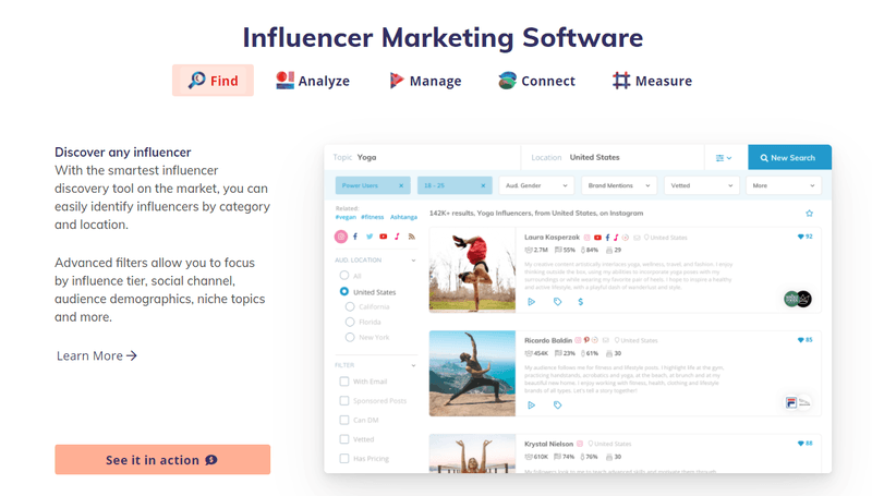 klear influencer marketing software tool