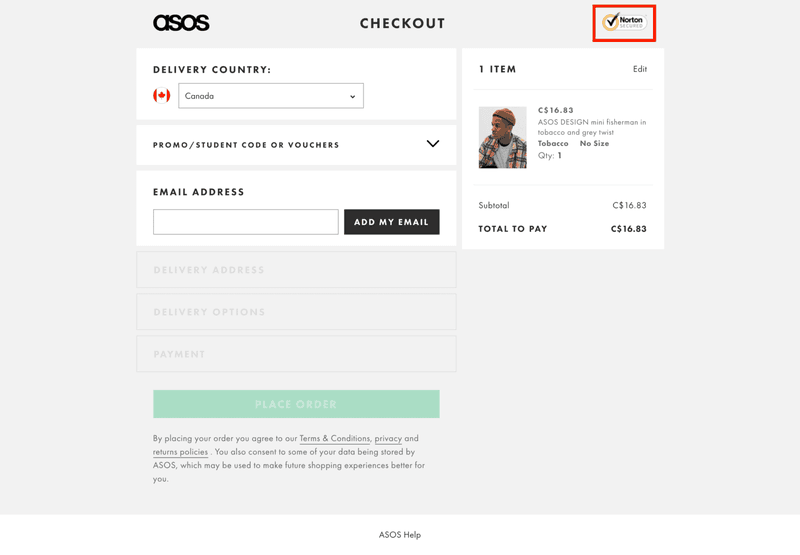 asos trust badge signal checkout page optimization