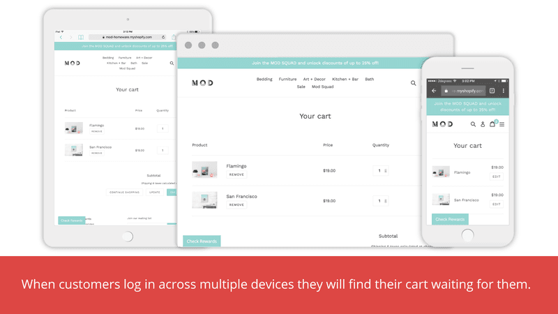 cart save app shopify for ecommerce stores