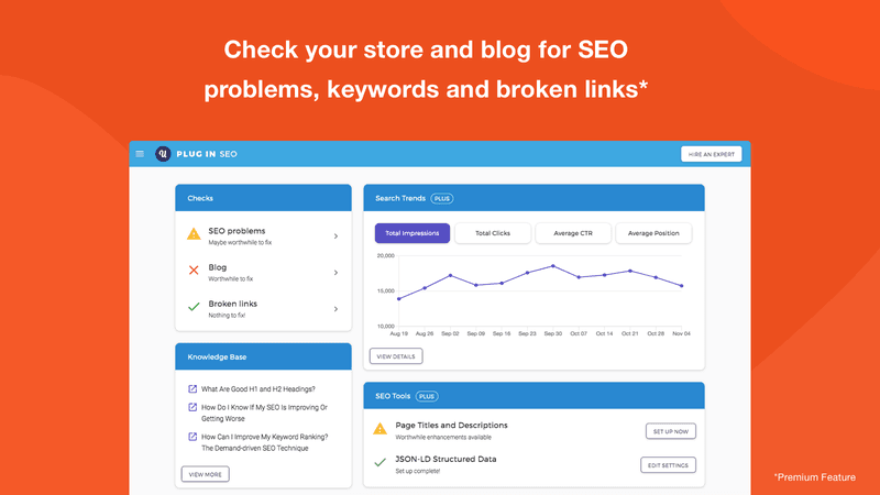 Plug in SEO Shopify App for eCommerce brands