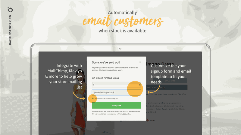 back in stock shopify app